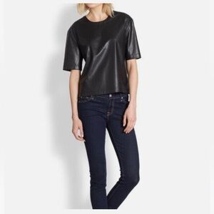 BCBG Max Azria Micah Black Faux Leather Top